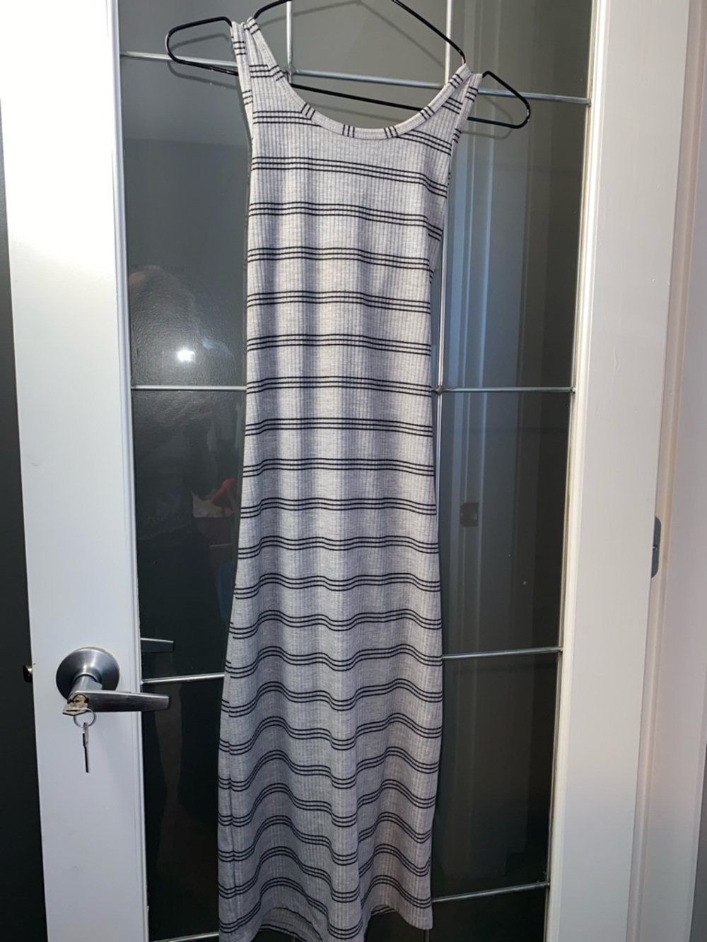 Gentle Fawn Elsa Gray Striped Backless Tank Dress
